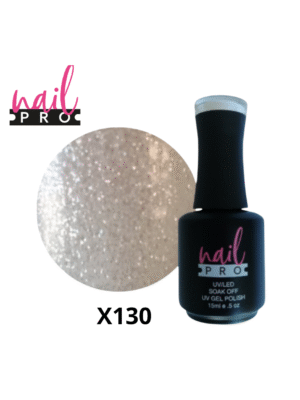 NAIL PRO Esmalte Permanente X130 (ex193) Traslúcido micro glitter silver