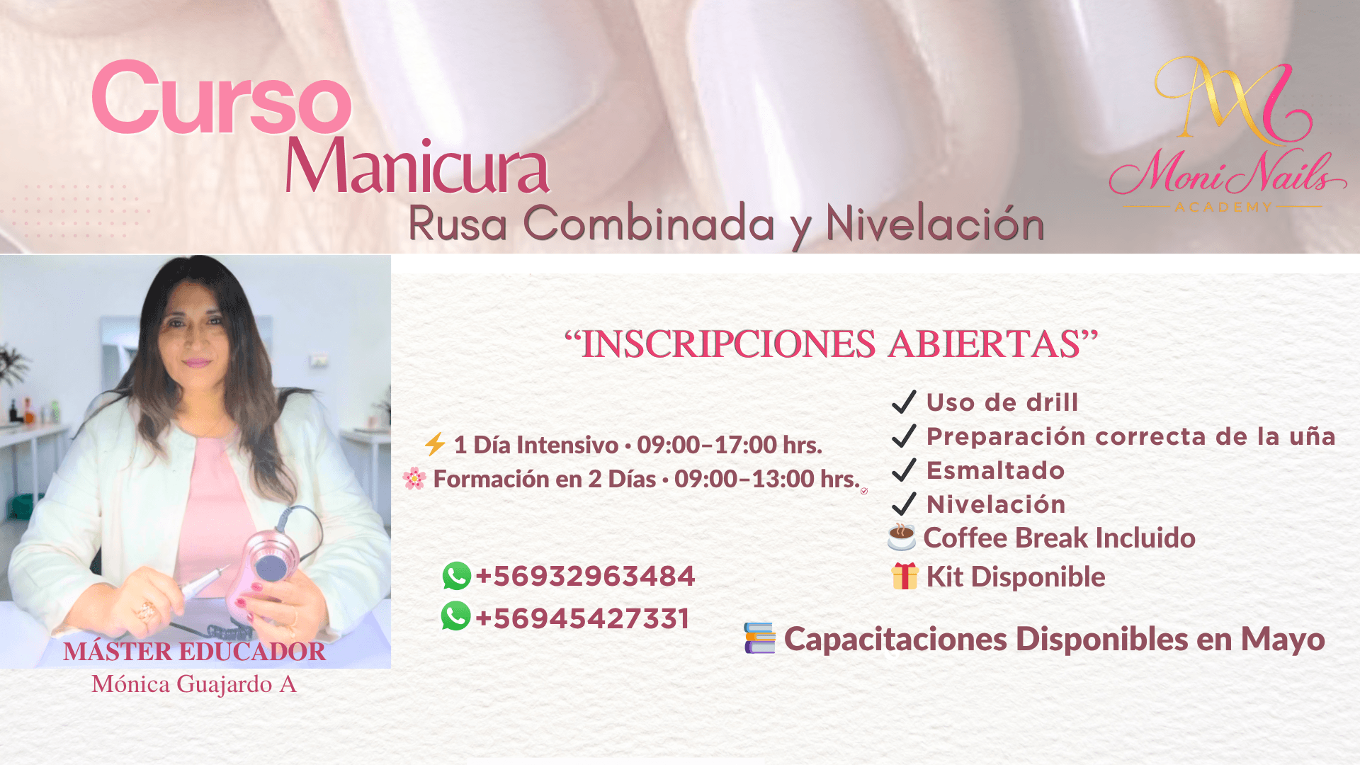 curso de manicura rusa combinada y nivelación.