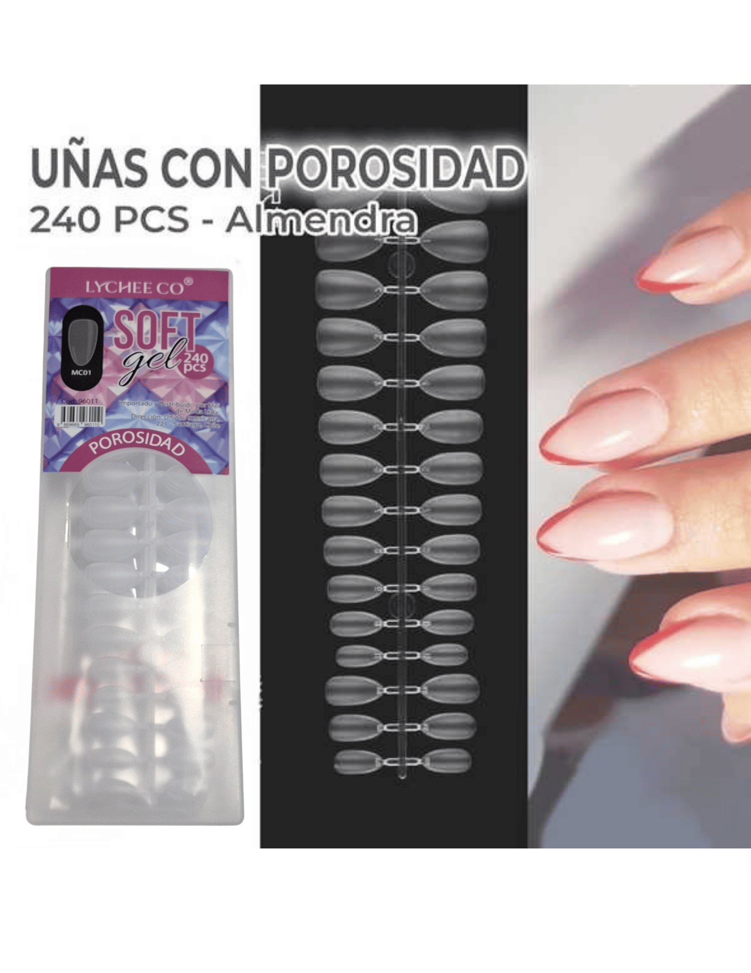 TIPS SOFT GEL ALMENDRA CORTA 240pcs