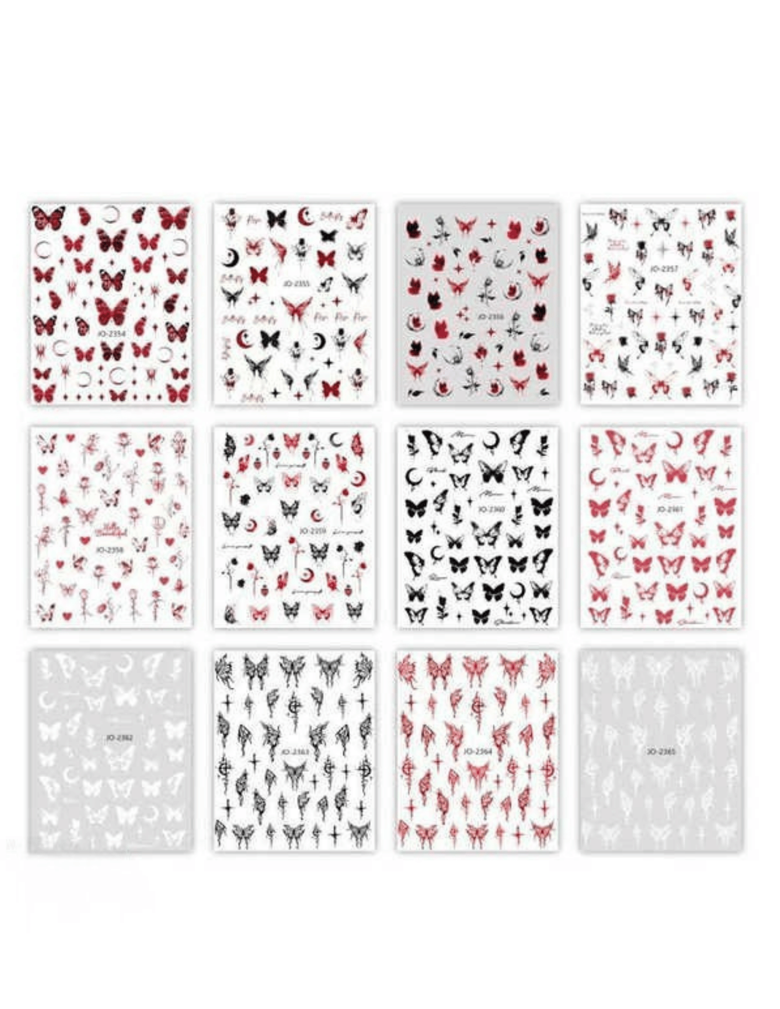 Pegatinas Autoadhesivas para Uñas (Nail Stickers) – Colección Gótica de Mariposas y Rosas