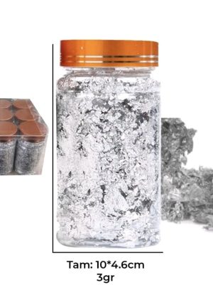 hoja de oro plateado para uñas (3g). Hojuelas de pan de plata ultra finas perfectas para encapsulados de Nail Art